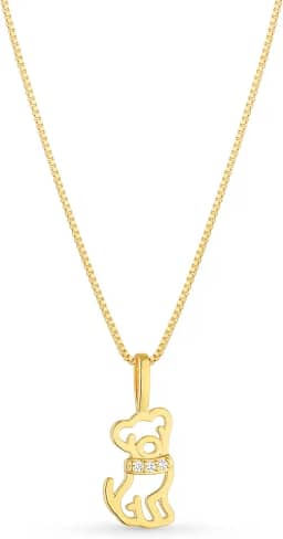 Colar Cordão Feminino Mãe de Pet Pingente Cachorro com Pedras de Zircônias Banhado Ouro 18k - Presente para Mães de Pet, Elegante e Sofisticado