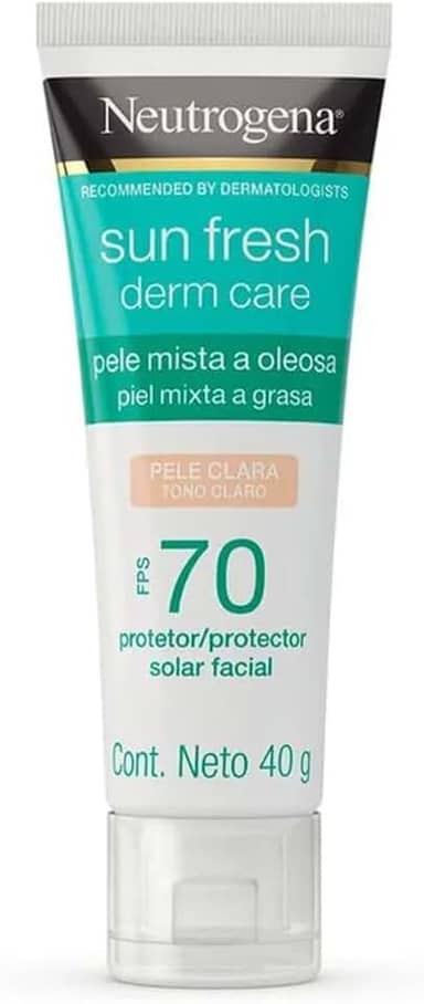 Protetor Solar Facial Para Pele Oleosa Neutrogena Sun Fresh Derm Care Pele Clara FPS 70, 40g