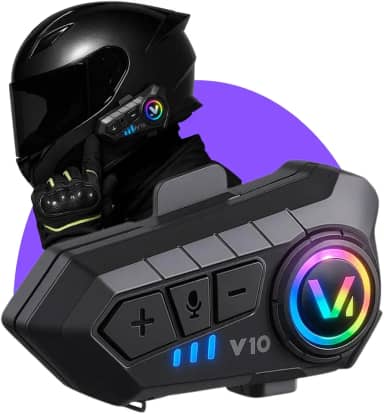 Fone Bluetooth Y10 para Capacete de Moto, IPX6 à prova d’água, Bluetooth 5.3, Microfone HQ c/Redução de Ruído, Compatível c/iOS/Android