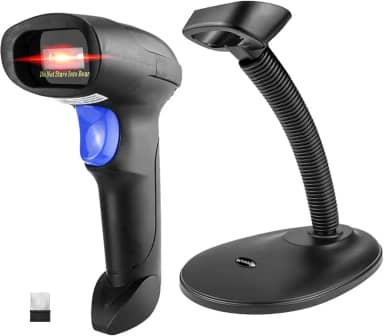 NetumScan Scanner de código de barras Bluetooth QR com suporte, 3 em 1 scanner de código de barras sem fio 1D 2D leitor de código de barras de imagem USB para computador, tablet, iPhone, iPad, Android