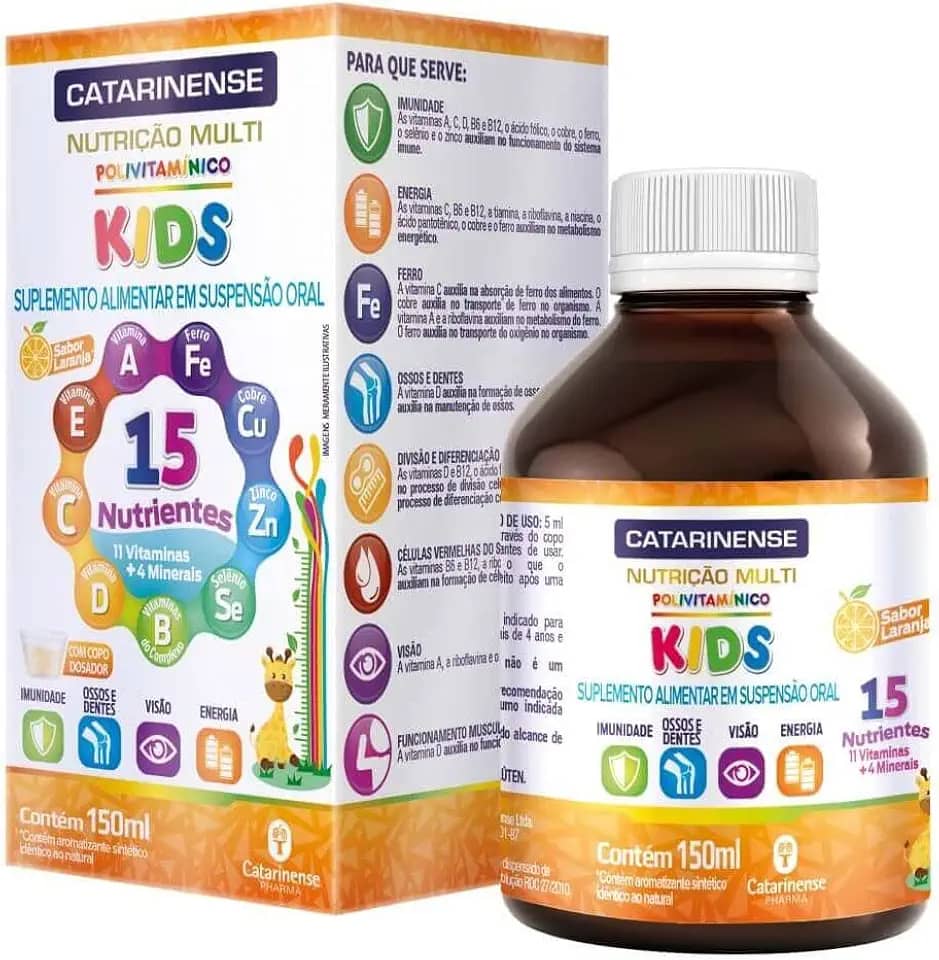Polivitaminico Kids Sabor Laranja com 15 Nutrientes 150ml Catarinense