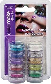 Yur 2750, Pintura Facial, Glitter Pó com 10 Cores, Cartela com 10, Multicor, Colormake