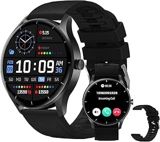 Smartwatch PEJE Relógio Smartwatch com Pulseira Extra - Tela Touch HD 1.28',À Prova d'Água IP68,Faz Chamadas Bluetooth,123+ Modos Esportivos,Bateria de 5-7 Dias,Compatível com iOS/Android.(Preto)