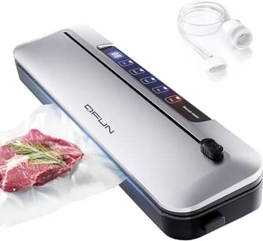 Seladora A Vácuo Elétrica 127V Para Alimentos, 6 Em 1 Com Cortador, Mini Seladora De Embalagens Compatível Com Sacos Texturizados, Vedação 300mm, Sucção 75kPa, Digital, Portátil