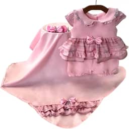 Saída de Maternidade Para Bebê Menina Verão Linda Rosa 03 Peças