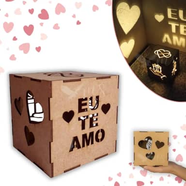 Caixa Luminária Led Presente Namorado Aniversário Casamento