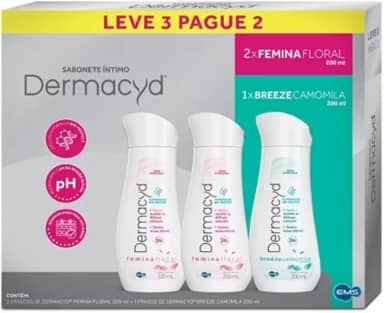 Sabonete Íntimo Com 3 Unidades, Femina Floral 2X200ml + Breeze Camomila 200ml, pH Balanceado, Hipoalergênico, Proteção 24h Mantém as Defesas Naturais.