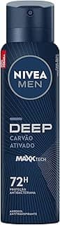 NIVEA MEN Desodorante Antitranspirante Aerossol Masculino Deep Original - Proteção prolongada de 48h, fórmula com carvão ativado, combate impurezas, antibacteriano, perfume prolongado