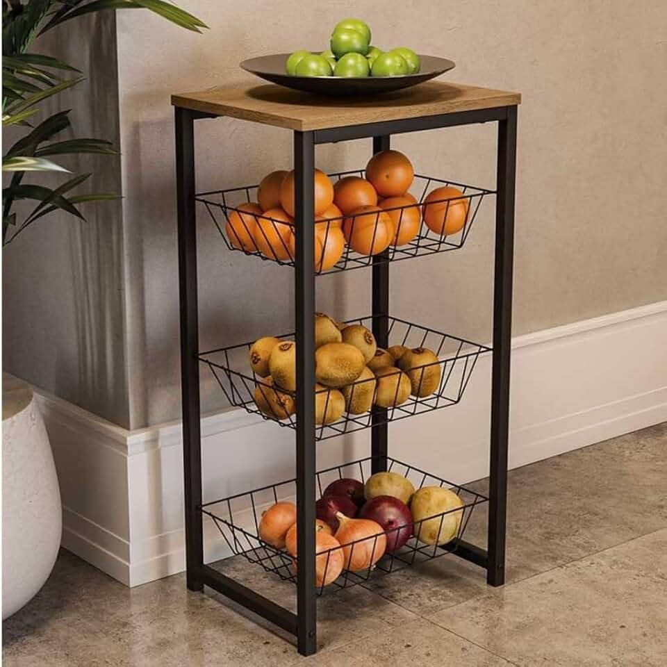 Fruteira de Chão Cozinha Com Suporte Bebedouro D Agua 20 L Microondas Preto Fosco Aço Antiferrugem