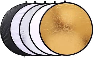 Rebatedor de Luz Fotográfico 5 em 1 Para Fotografia Circular Redondo Disco Circulo Refletor Prata Dourado Branco (80cm)