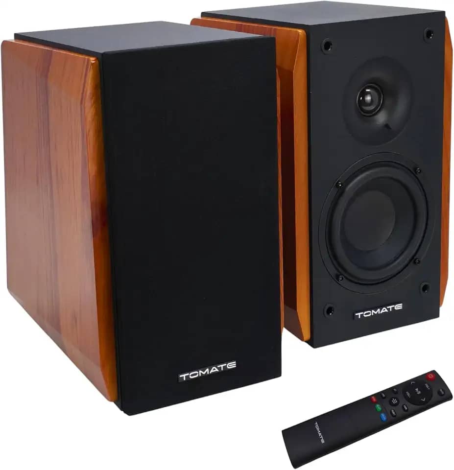 Caixa de Som Madeira 110W RMS Bluetooth 5.0 Conexões AUX, P2 e HDMI Bivolt