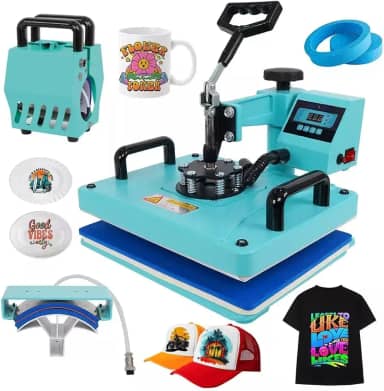 Prensa Térmica Sublimação 5x1 Máquinas De Prensa Térmica Transferência De Calor Por Para Camisetas Caneca Chapéu Placa Azul 110V