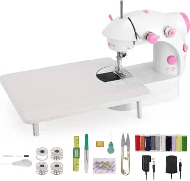 Mini Máquina Costura Máquina Costura Portátil com Mesa Extensível Luz 110V 220V Máquina Costura Doméstica para DIY Roupas Casa Viagens