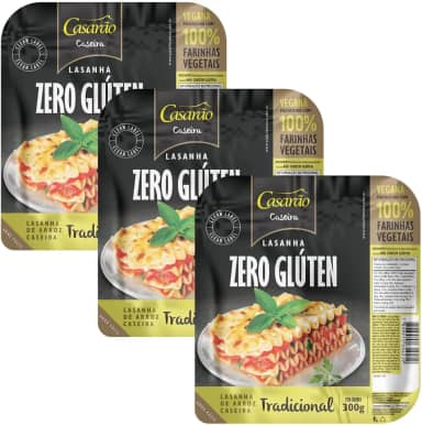 Kit com 3 Unidades de Massa para Lasanha Vegana Tradicional 300g - Casarão
