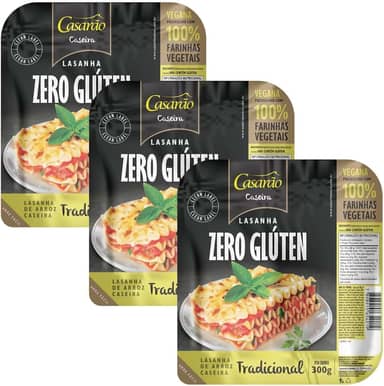 Kit com 3 Unidades de Massa para Lasanha Vegana Tradicional 300g - Casarão