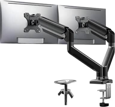 Suporte Articulado de Mesa para 2 Monitores, Adequado para Telas de 17-27 Polegadas, Suportar até 9kg