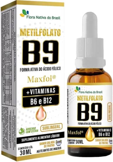 Metilfolato Maxfol (Vitaminas B9,B6,B12) 30ml - Flora Nativa (30ml, Frutas)
