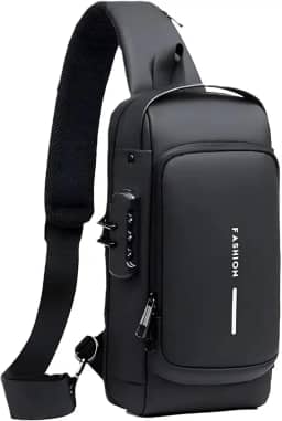 Mochila Premium Antifurto Com Senha, Entrada USB E Fone, Resistente À Água, Bolsa Executiva Masculina, Marca VARENZIA