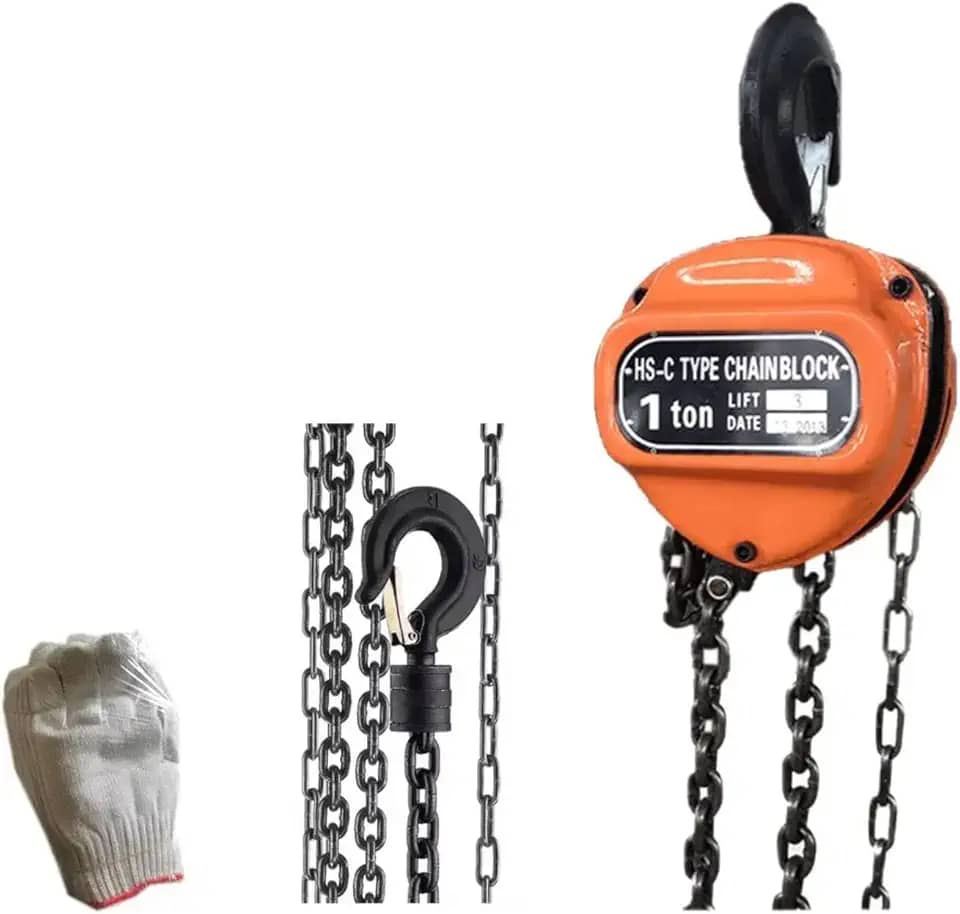 Talha Manual 1 Tonelada, Altura máxima de elevação 6 metros - Alta Capacidade de Carga, Material Durável de Aço, Gancho Giratório 360° - Ideal para Construção, Armazéns e Oficinas