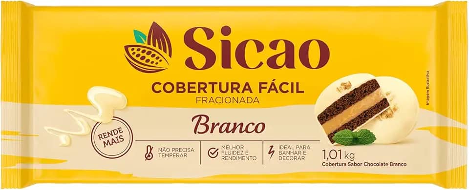 Cobertura Fracionada Barra Chocolate Branco Dia a Dia 1,01Kg - Sicao