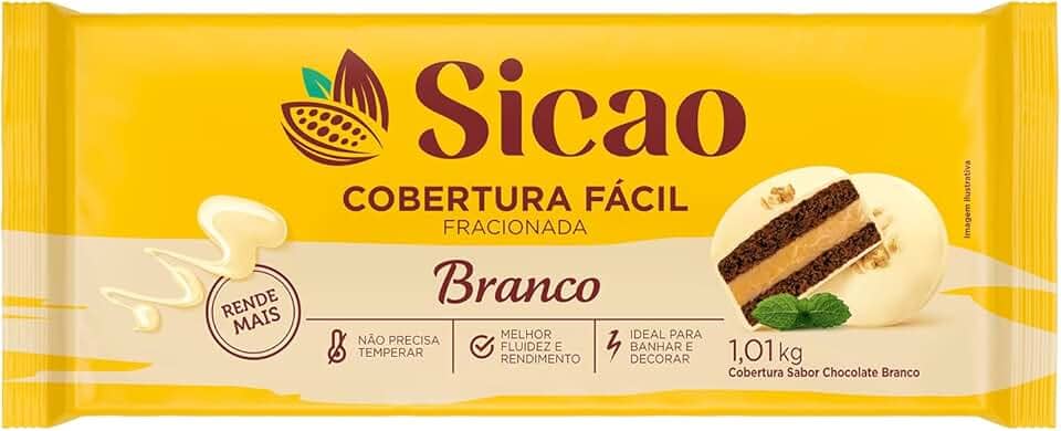 Cobertura Fracionada Barra Chocolate Branco Dia a Dia 1,01Kg - Sicao
