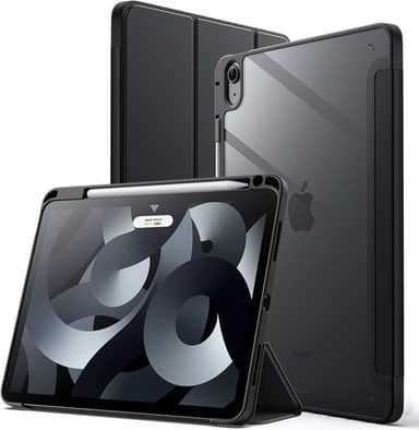 JETech Capa para iPad Air 11 Polegadas M3/M2 (2025/2024), iPad Air 5/4 (10,9 Polegadas, Modelo 2022/2020) com Porta Pencil, Capa Traseira Transparente e Claro, Suporte Fino (Preto)