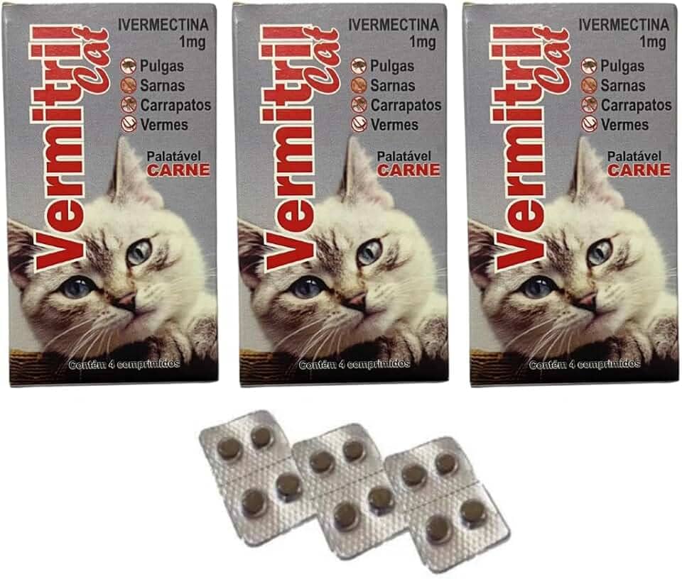 Vermitril Gatos - Anti Pulgas, Carrapatos, Vermes, Sarnas 12 Comprimidos mastigáveis (3)