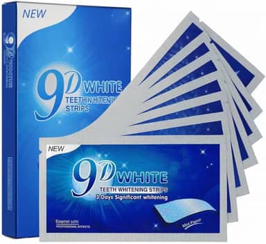 Fitas Branqueadoras white para Dentes, 9D, 14 fitas, 7 envelopes, Efeito em 3 Dias, Sabor Menta