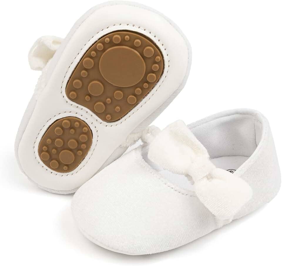 Sapatilhas Mary Jane para bebês meninas com laço, sola macia, antiderrapante, sapatos de casamento para meninas