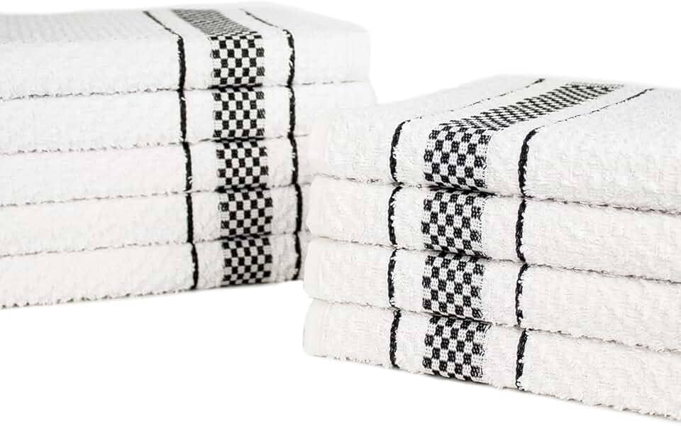 Kit 10 Pano de Prato Atoalhado Para Cozinha Felpudo Malta 45x70cm 370g/m² 100% Algodão - Preta