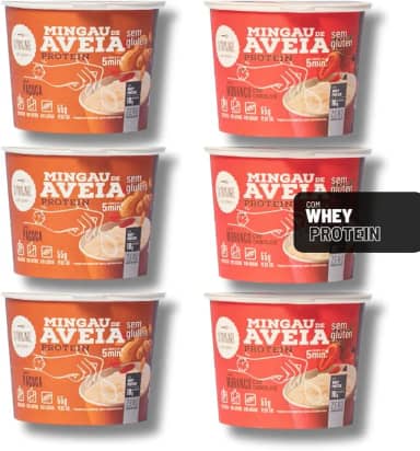 Mingau de Aveia Proteico Morango com Chocolate & Paçoca Sem Açúcar, Sem Glúten e Sem Lactose - 06 UNIDADES (pronto em 05 minutos)