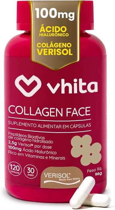 Vhita Colágeno Hidrolisado Verisol Com Ácido Hialuronico 120 Cápsulas
