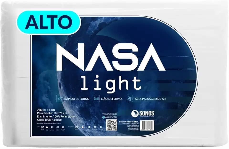 Travesseiro Sonos Nasa Light Alto 14cm de Altura