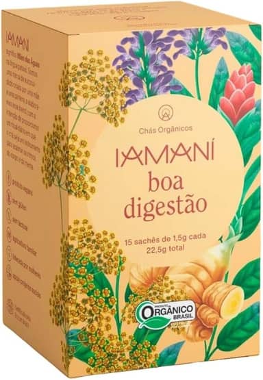 Chá Orgânico Boa Digestão Iamaní Erva Doce Gengibre Funcho