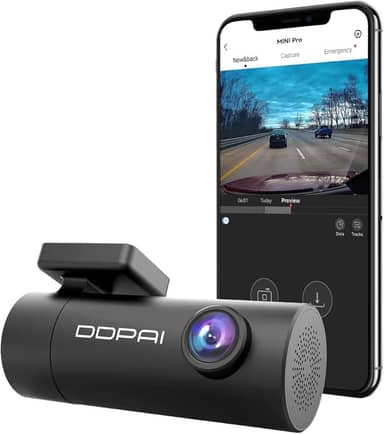 DDPAI Mini Pro Dash Cam, Câmera Veicular 1296P com Wi-Fi, Ângulo de 140° e Visão Noturna, Gravação de Emergência com Sensor G, Lente Rotativa 330°, Supercapacitor e Monitoramento 24h(Sem Cartão SD)