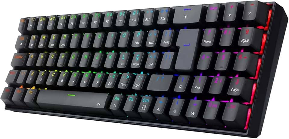 Teclado Mecanico Gamer Redragon ZED Pro, RGB, Wireless, Switch Marrom - K627P-WNS-B (PT-BROWN) - Preto"