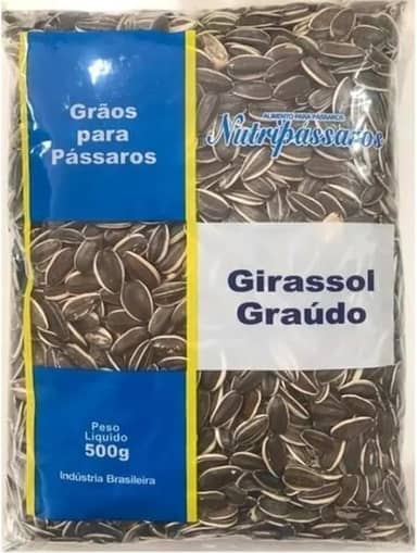 Grãos Nutripássaros Sementes de Girassol Graúdo para Pássaros 500g