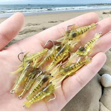 Iscas de pesca, camarão de silicone macio para iscas de robalo, isca de pesca para água doce e salgada, presentes de pesca