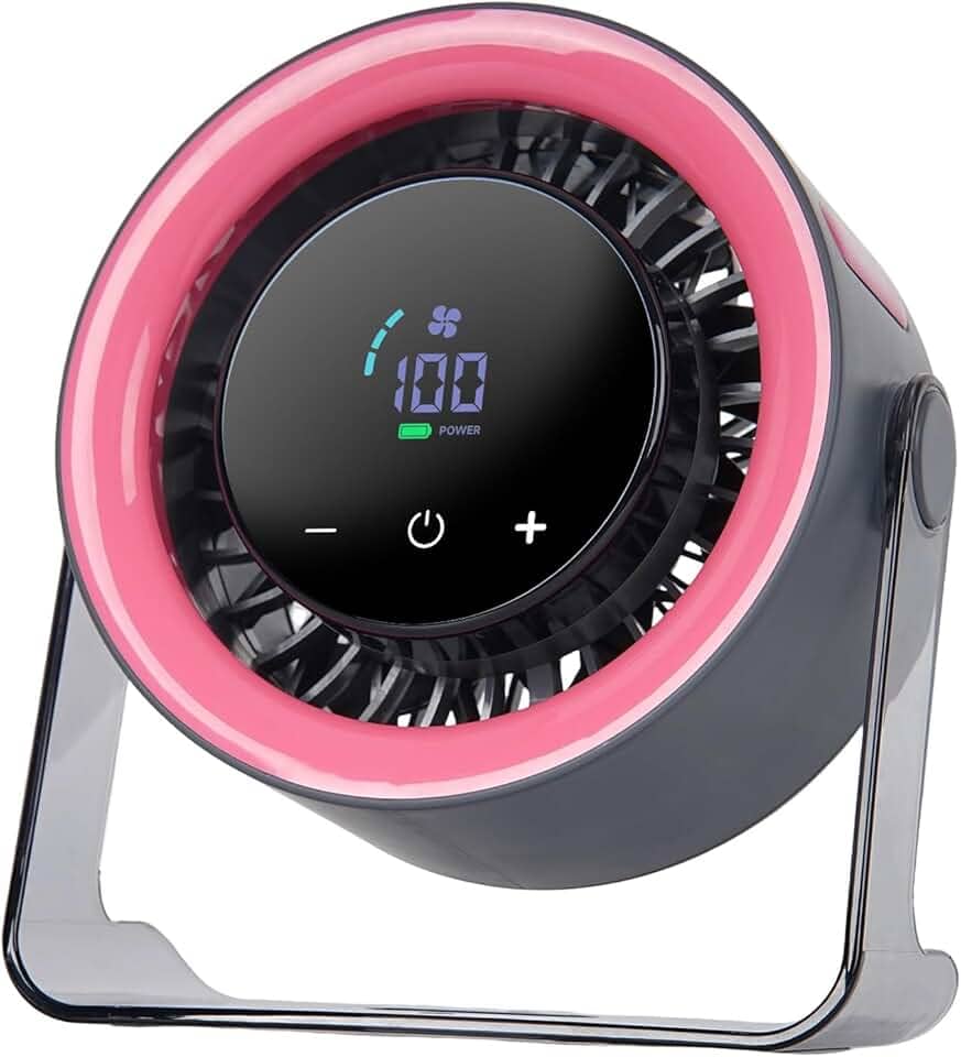 Ventilador de Mesa Portátil Recarregável USB com Display Digital,5 Níveis de Velocidade Ajustável,Silencioso (35dB), Bateria 3000mAh até 11 Horas - Ideal para Casa,Escritório, Camping e Viagens