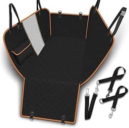 Capa Protetora Impermeável 7 em 1 para Banco Traseiro – Pet, Antiderrapante, Resistente, Ideal para Cachorros e Gatos, Com Cinto de Segurança (Laranja)