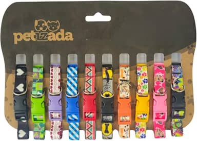 Coleira para pet cachorros filhotes de identificação cartela com 10 unidades