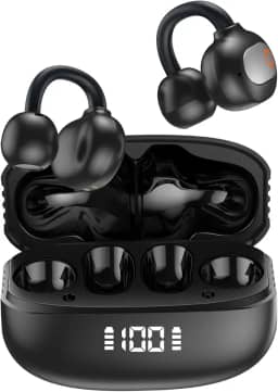 Fone de Ouvido Sem Fio Bluetooth para Corrida 40h de ReproduçãO Bluetooth 5.3 Fones de Ouvido Sem Fio com Clipe de Orelha Aberta com Design de Display Digital Inteligente para Esportes e ExercíCios