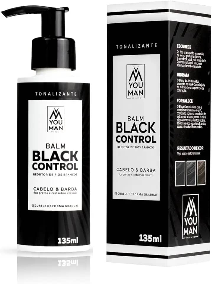 Tonalizante Black Control Escurecedor Reduz Fios Brancos Cabelo e Barba You Man 135ml