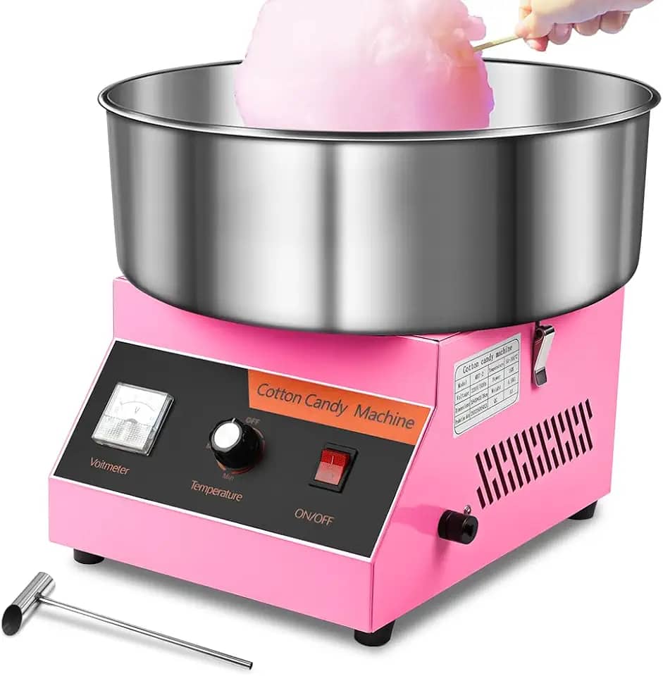 220V, Mini Máquina Caseira de Algodão Doce, Máquina de Algodão Doce, O Produto Vem com Uma Colher, Modelo Portátil, Mini Máquina de Algodão Doce, Rosa, 35 * 28 * 52.5 cm
