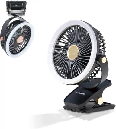 Ventilador de Mesa com Clipe e Motor Brushless 3x Mais Durável - Mini Ventilador USB Recarregável, 5 Velocidades, 360°, Bateria 2400mAh, Operação Silenciosa para Escritório e Ambientes Internos
