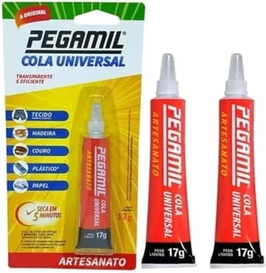 KIT 2 PEGAMIL 17G COLA UNIVERSAL ARTESANATO Feltro EVA Tecido Papel Madeira Couro Plastico