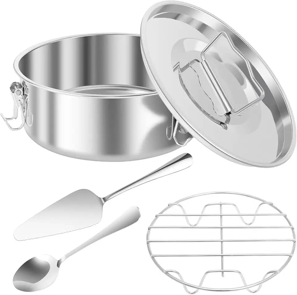 Forma de pudim de aço inoxidável, molde para fazer pudim de cupcake com tampa e alça, capacidade de 1,5 litro para fazer pudim de cupcake de cheesecake