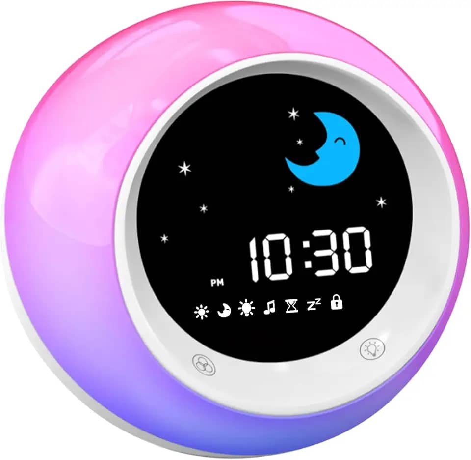 I·CODE Despertador Hora de Acordar para Crianças, Treinador de Sono Infantil, Luz de Despertar Infantil, Máquina de Som de Sono, Presente Ideal para Crianças