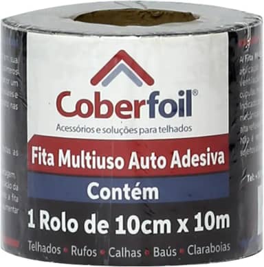 Fita Manta Asfáltica Adesiva Multiuso Metalizada 10cmx10m Auto Colante Vedação para Telhados Calhas Rufos Alta Resistência e Durabilidade Vazamentos Vedação Refletiva Aluminizada