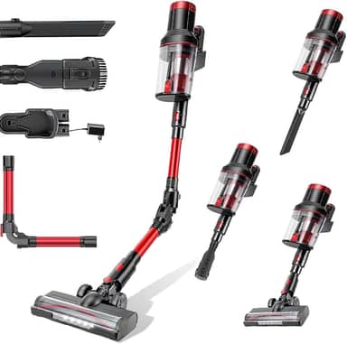 3-em 1 A aspirador de pó sem fio com tela de LED, 2200mAh, dobrável em 180°, aspirador de pó vertical com tela sensível ao toque, 3 velocidades ajustáveis, capacidade de 1,5 L, Dupla voltagem